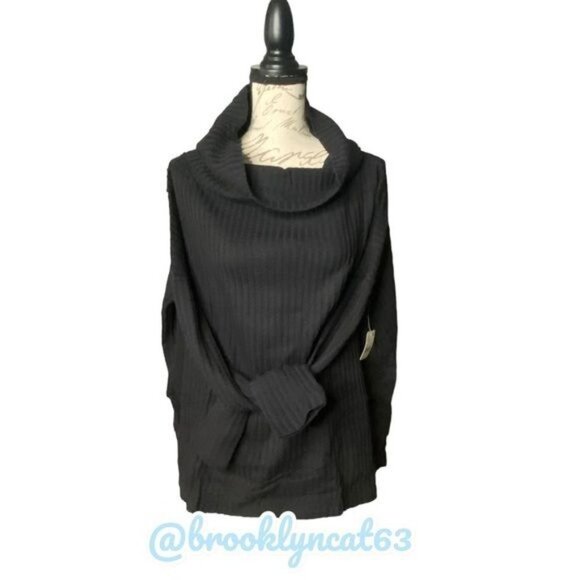 Free People Juicy Sweater Long Sleeve Cowl Neck Black S - Picture 3 of 10